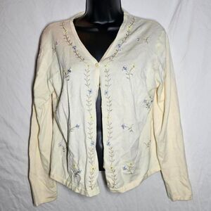 vintage 90s y2k cream floral coquette whimsigoth cardigan